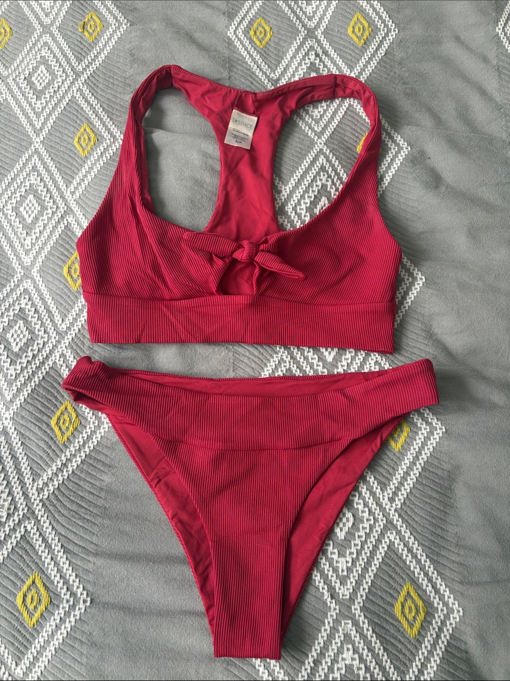 L space  Ribbed Red Bikini Set